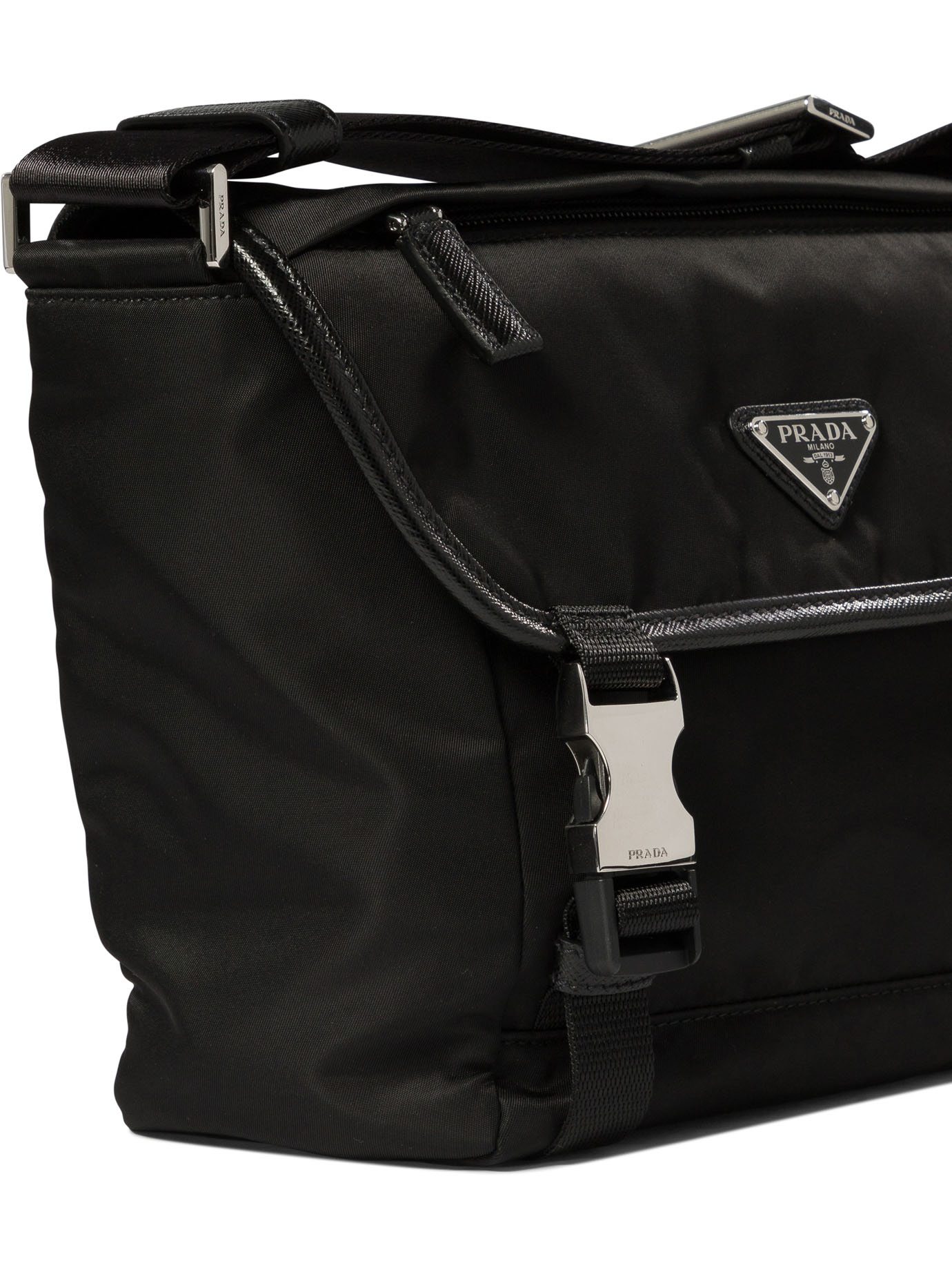 PRADA Black   Re-Nylon and Saffiano crossbody bag